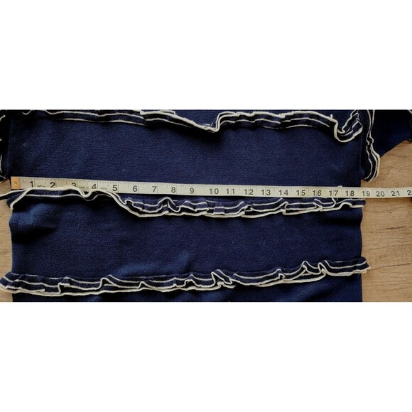 J.Crew Women’s XS Navy Blue Ruffle Trim Knit Top 100% Cotton Summer‎ 2017 - Picture 6 of 7